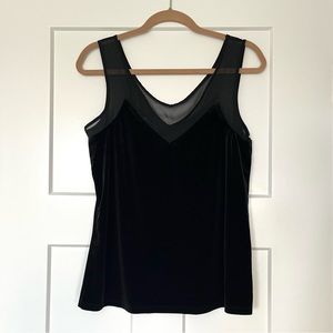 NWT INC black velvet and sheer top